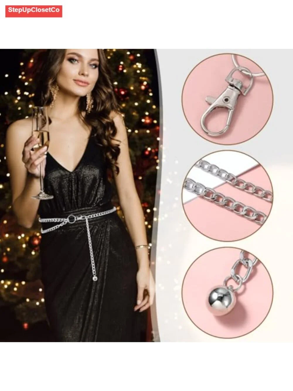 Women's Multi-Layer Chain Belt Adjustable Metal Waist Belt for Dresses Pants